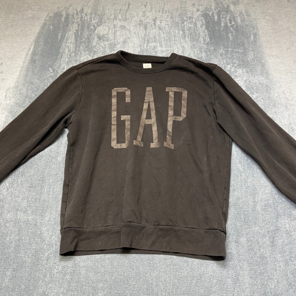 Gap Sweatshirt Mens Medium Black Cotton Graphic Logo Fleece Lined Performance